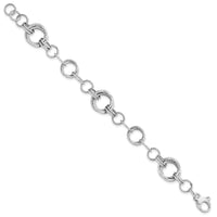 Load image into Gallery viewer, 14K White Gold Polished and Textured Fancy Link Bracelet

