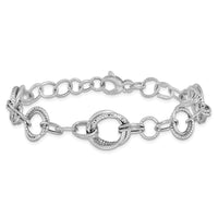 Load image into Gallery viewer, 14K White Gold Polished and Textured Fancy Link Bracelet
