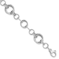 Load image into Gallery viewer, 14K White Gold Polished and Textured Fancy Link Bracelet
