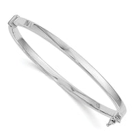 Load image into Gallery viewer, 14K with White Rhodium Plating Polished Hinged Bangle
