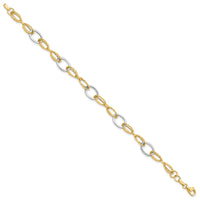 Load image into Gallery viewer, 14K Two-tone Polished and Textured Fancy Link Bracelet

