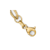 Load image into Gallery viewer, 14K Two-tone Polished and Textured Fancy Link Bracelet
