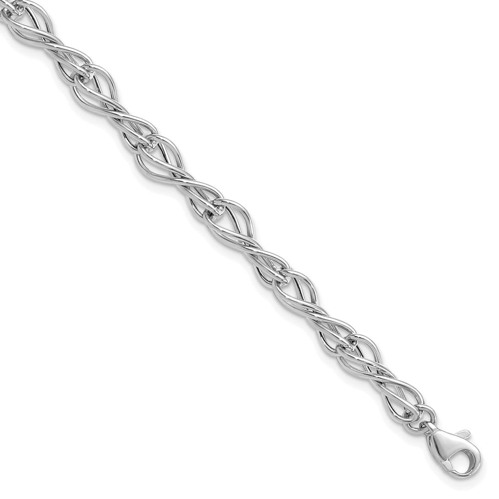 14K White Gold Polished Fancy Link Bracelet