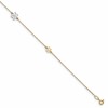 14K Two-tone Flower 3-Station 10 inch Plus 1 inch Extender - Total 11 inch Anklet