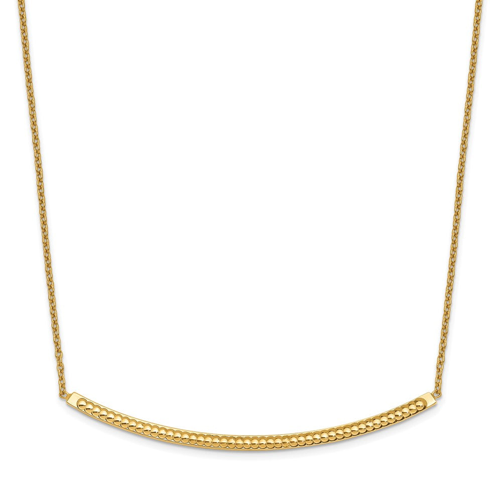 14K Polished D/C with 2in ext. Bar Necklace