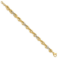 Load image into Gallery viewer, 14K Two-tone Polished D/C Fancy Link Bracelet
