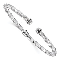 Load image into Gallery viewer, 14K White Gold Polished Textured Hinge Cuff Bangle
