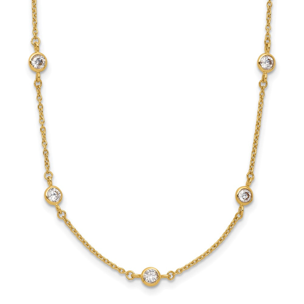 14K Polished CZ Station with 2in ext. Necklace