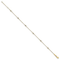 Load image into Gallery viewer, 14K CZ Polished with 1in ext. Anklet
