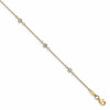 14K Bezel-set CZ 6-Station 9 inch Plus 1 inch Extender - Total 10 inch Anklet