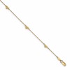14K Diamond-cut Heart 5-Station 9 inch Plus 1 inch Extender - Total 10 inch Anklet