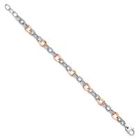 Load image into Gallery viewer, 14K Rose and White Gold Polished D/C Fancy Link Bracelet
