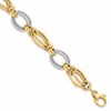 14K Two-tone Polished and Textured Fancy Link Bracelet