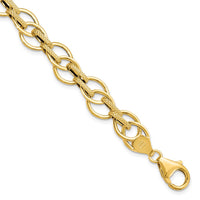 Load image into Gallery viewer, 14K Polished and Textured Fancy Link Bracelet
