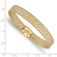 Load image into Gallery viewer, 14K w/Rhodium Polished Mesh Stretch Bracelet
