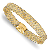 Load image into Gallery viewer, 14K w/Rhodium Polished Mesh Stretch Bracelet
