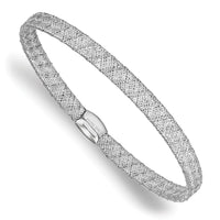 Load image into Gallery viewer, 14K w/White RH-plating Fancy Stretch Bangle Bracelet
