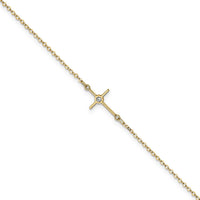 Load image into Gallery viewer, 14K Polished CZ Cross Anklet
