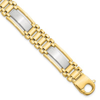 Load image into Gallery viewer, 14K Two-tone Polished and Satin Men&#39;s Bracelet
