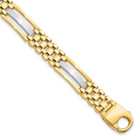 Load image into Gallery viewer, 14K Two-tone Polished and Satin Men&#39;s Bracelet
