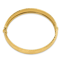Load image into Gallery viewer, 14K Polished and Textured Hinged Bangle
