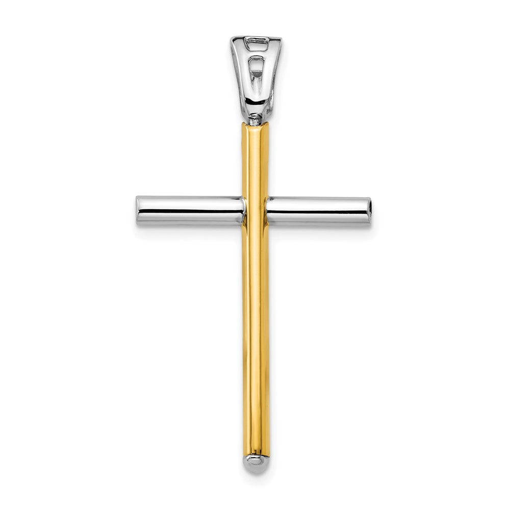 14K Two-tone Polished Cross Pendant