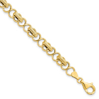 Load image into Gallery viewer, 14K Polished and Textured Fancy Link Bracelet
