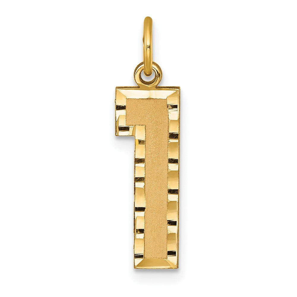 14k Large Brushed Diamond-cut Number 1 Charm