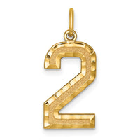 Load image into Gallery viewer, 14k Large Brushed Diamond-cut Number 2 Charm
