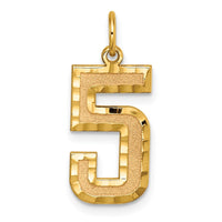 Load image into Gallery viewer, 14k Large Brushed Diamond-cut Number 5 Charm
