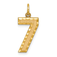 Load image into Gallery viewer, 14k Large Brushed Diamond-cut  Number 7 Charm
