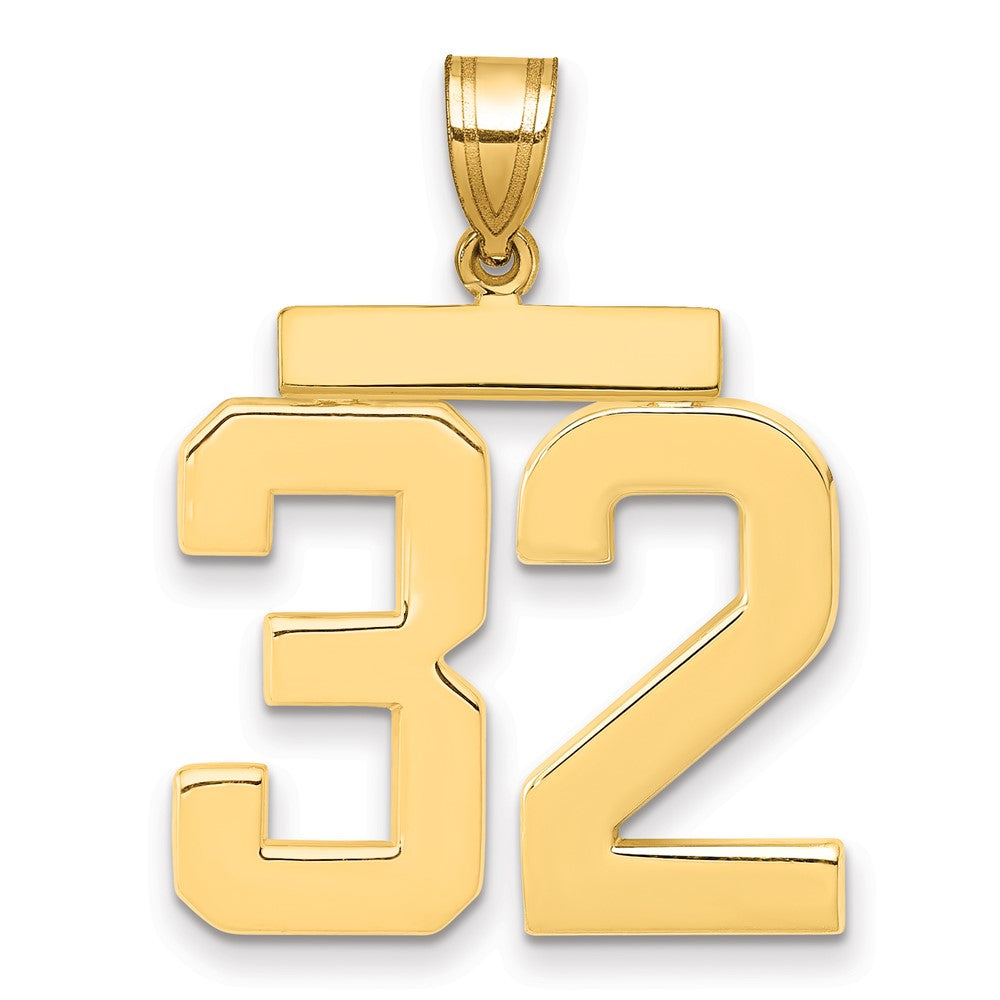 14k Large Polished Number 32 Pendant