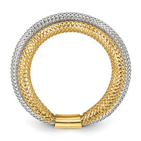 Load image into Gallery viewer, 14K w/Rhodium Polished/Textured Stretch Ring
