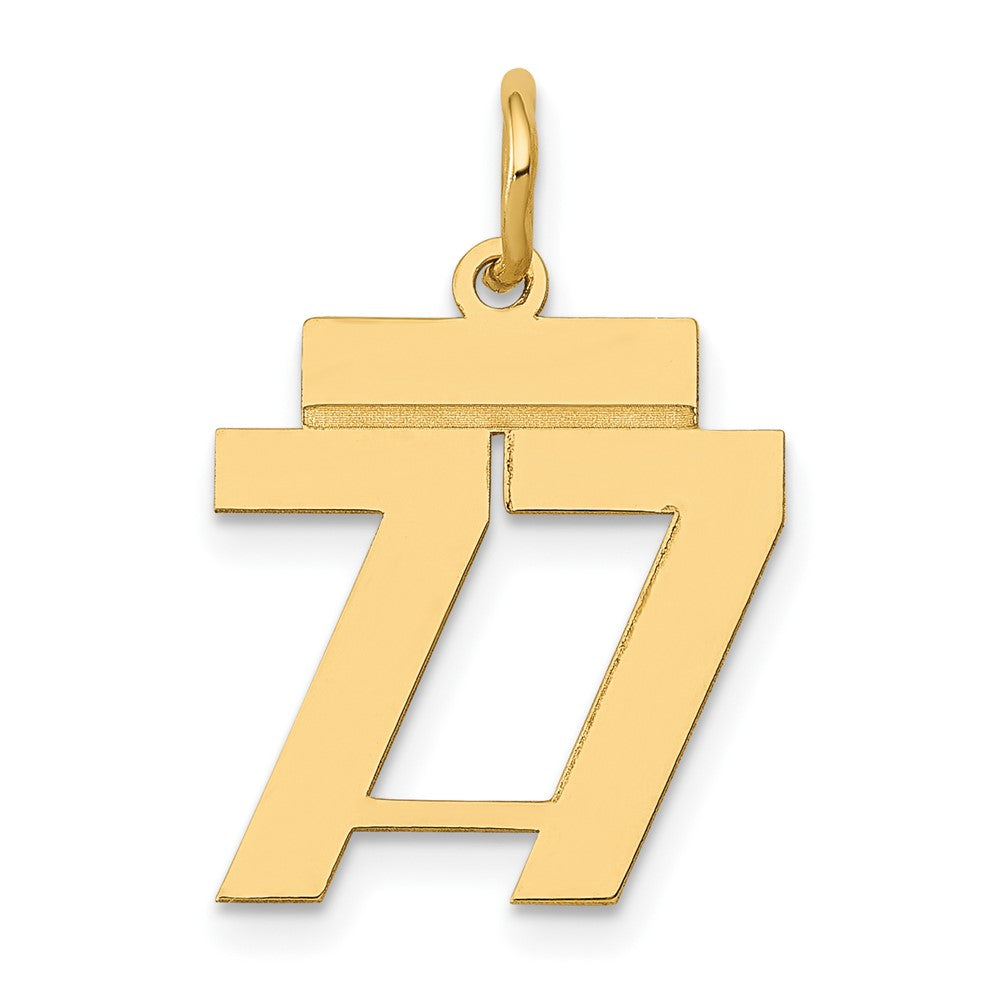 14k Small Polished Number 77 Charm