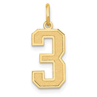Load image into Gallery viewer, 14k Medium Satin Number 3 Charm
