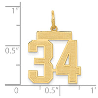 Load image into Gallery viewer, 14k Medium Satin Number 34 Charm
