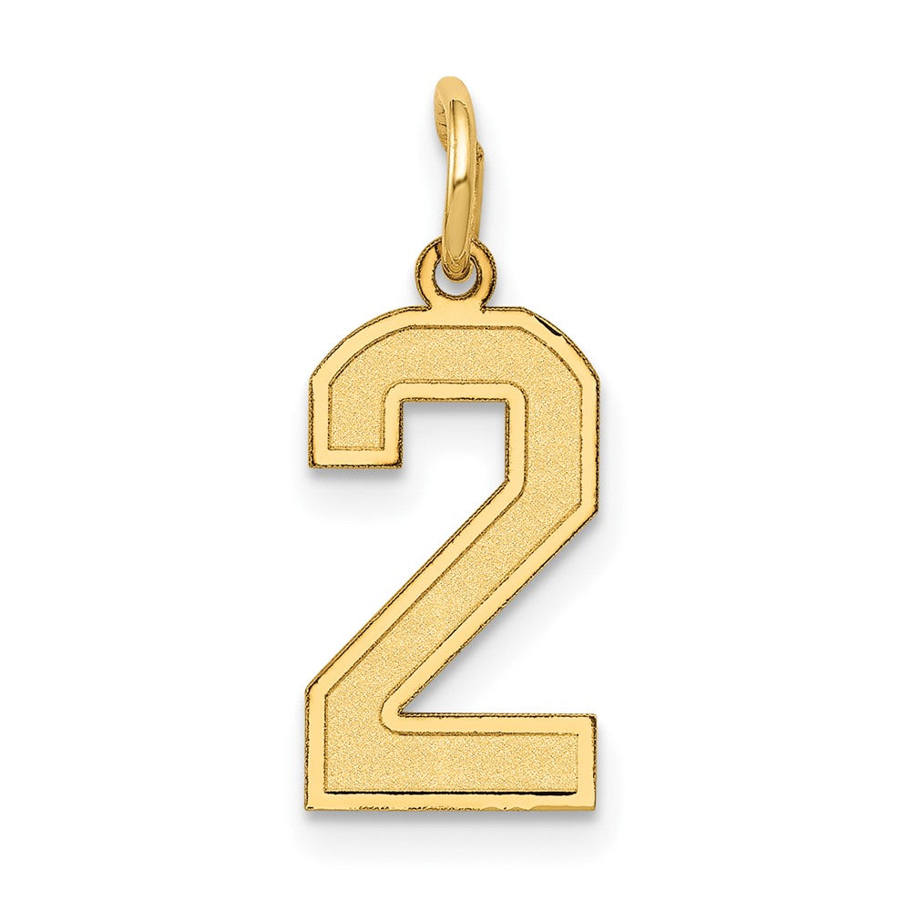 14k Small Satin Number 2 Charm