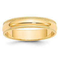 Load image into Gallery viewer, 14k Yellow Gold 5mm Milgrain Half Round Wedding Band Size 5
