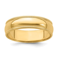 Load image into Gallery viewer, 14k Yellow Gold 6mm Milgrain Half Round Wedding Band Size 5.5
