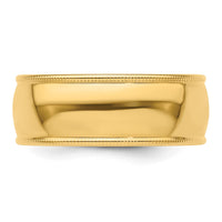 Load image into Gallery viewer, 14k Yellow Gold 8mm Milgrain Half Round Wedding Band Size 5.5
