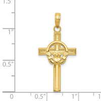 Load image into Gallery viewer, 14k Polished Claddagh Cross Pendant
