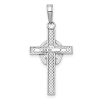 Load image into Gallery viewer, 14k White Gold Polished Claddagh Cross Pendant
