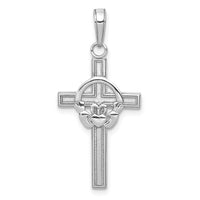 Load image into Gallery viewer, 14k White Gold Polished Claddagh Cross Pendant
