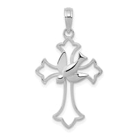 Load image into Gallery viewer, 14K White Gold Polished Cross w/ Dove Charm
