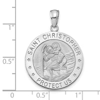 Load image into Gallery viewer, 14K White Gold Polished / Satin Christopher Medal Charm
