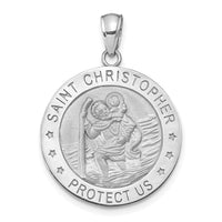 Load image into Gallery viewer, 14K White Gold Polished / Satin Christopher Medal Charm
