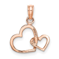 Load image into Gallery viewer, 14K Rose Polished Intertwined Double Heart Pendant
