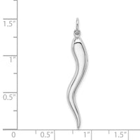 Load image into Gallery viewer, 14k White Gold Solid Polished 3-D Large Italian Horn Charm
