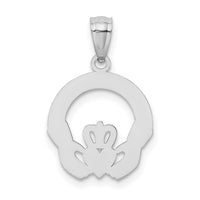 Load image into Gallery viewer, 14k White Gold Solid D/C Claddagh Pendant
