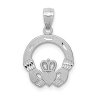 Load image into Gallery viewer, 14k White Gold Solid D/C Claddagh Pendant
